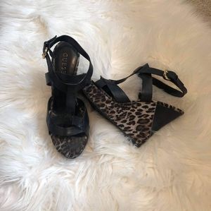 Leopard and black wedges